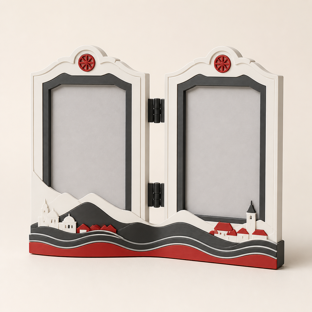 Double frame Salzachufer – Salzburg from PETG on bright studio background