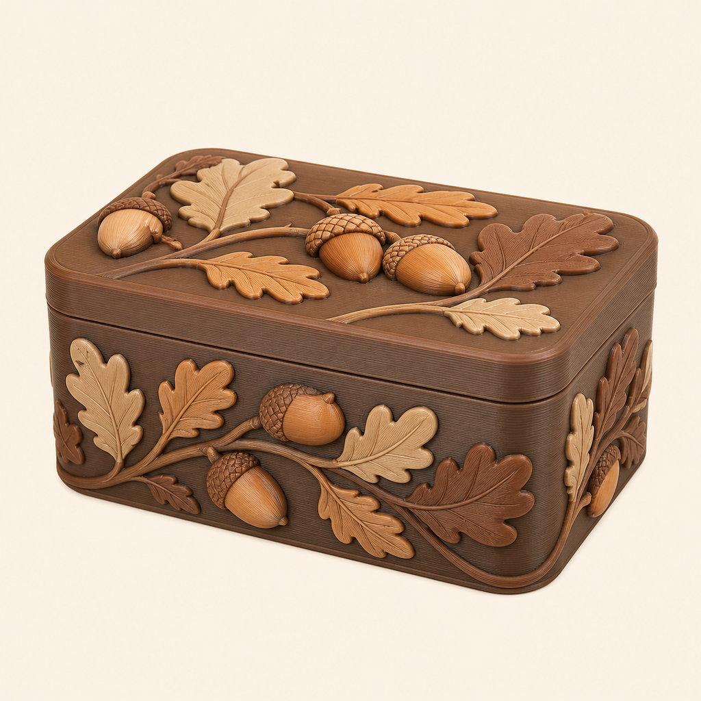 Eichel-Aufbewahrungsbox Eichelbox aus 3D-gedrucktem PETG in Kastanienbraun, Karamell, Sandbeige