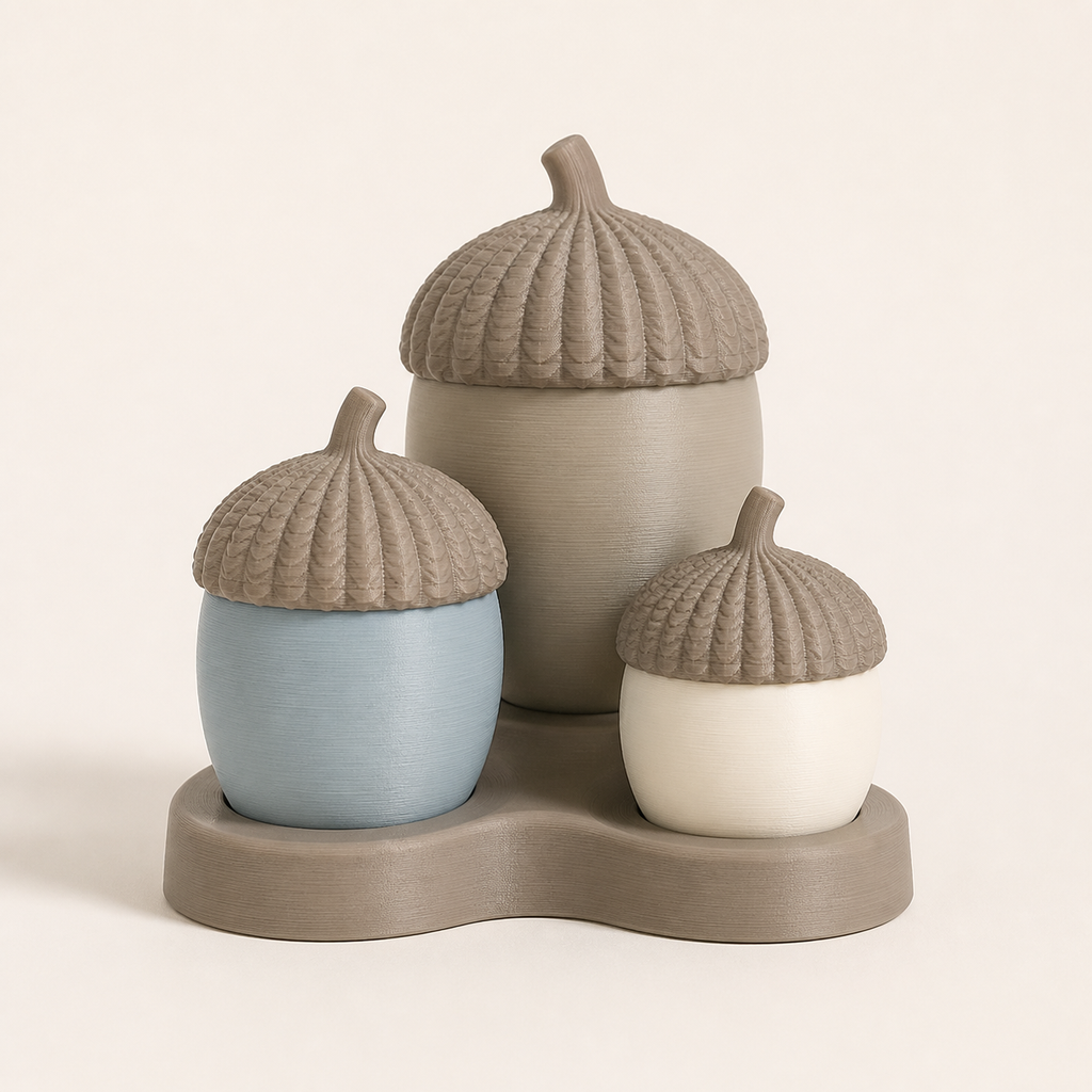 Aichel-Trio Waldgabe in style Serene from 3D-printed PETG in taupe, light blue, cream