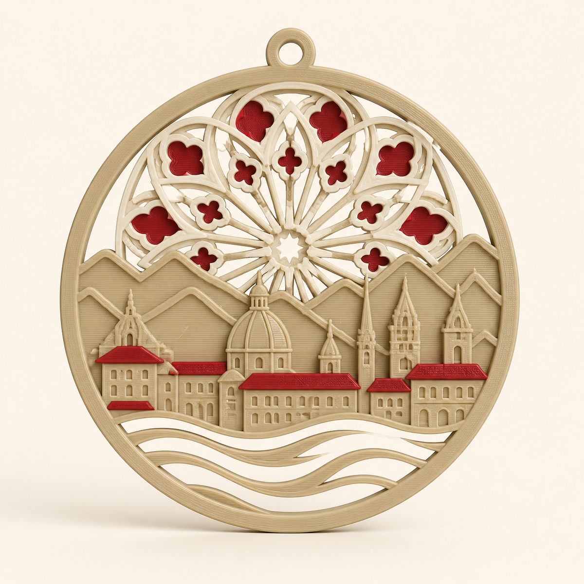 window ornament Baroque rosette – Salzburg from PETG on bright studio background