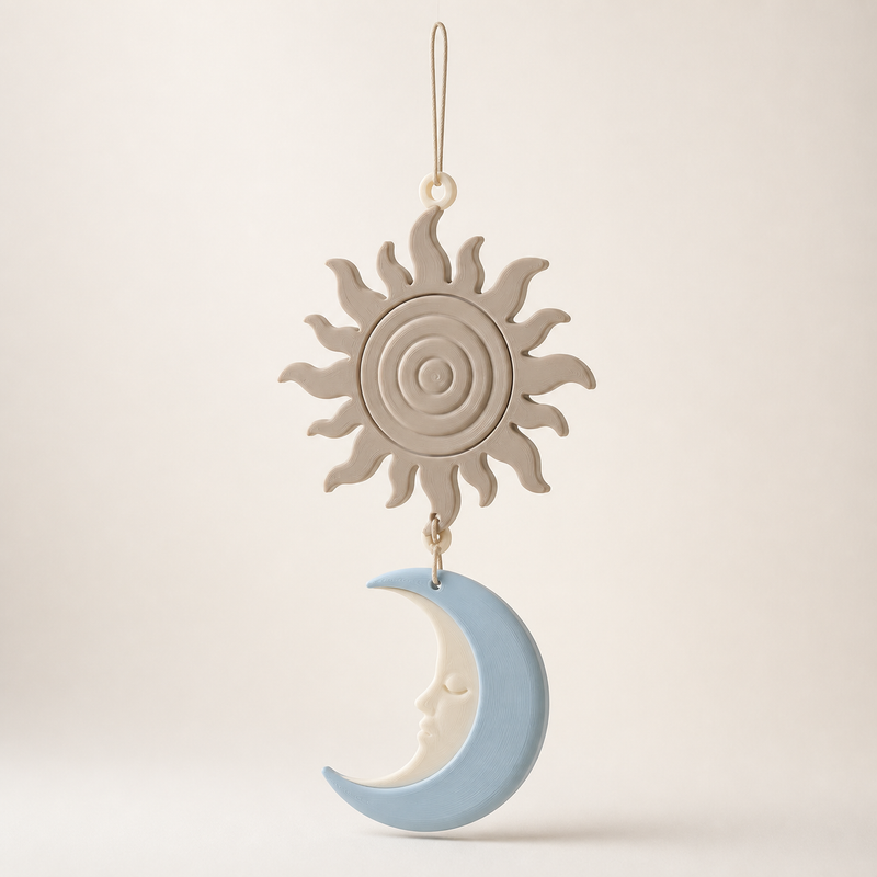 window ornament Sun & Moon – serene made of PETG on bright studio background