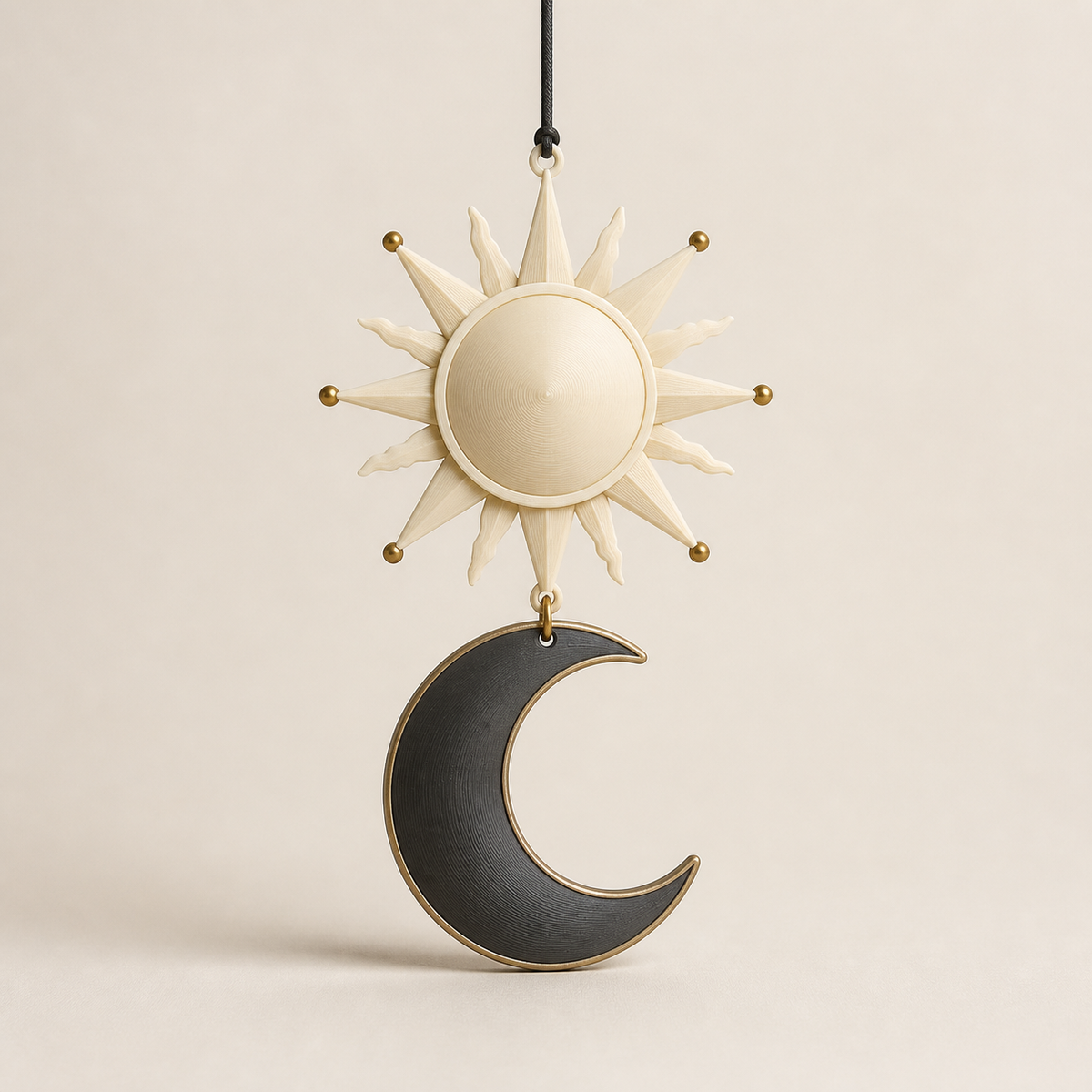 Fensterhänger Sonne & Mond – Zeitlos aus PETG auf hellem Studiohintergrund