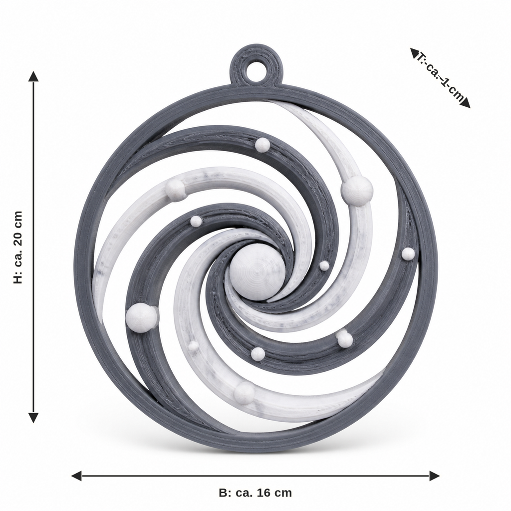 Dimensional image for window decoration marble optics vortex: width approx. 16 cm, depth approx. 1 cm, height approx. 20 cm