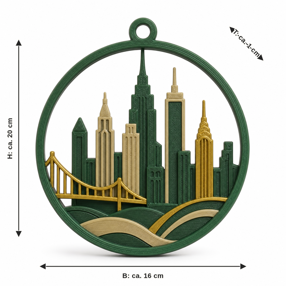 Dimensional image for window decoration Emerald metropolis: width approx. 16 cm, depth approx. 1 cm, height approx. 20 cm