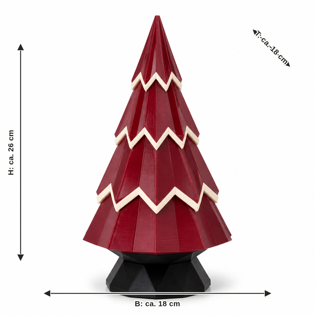 Dimensional image for fixed tree Bordeaux steps: width approx. 18 cm, depth approx. 18 cm, height approx. 26 cm