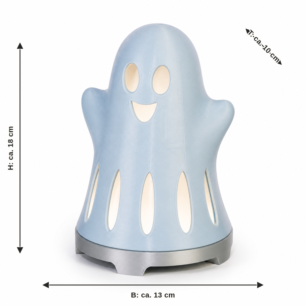 Dimensional image for friendly decorative spirit in sky blue: width approx. 13 cm, depth approx. 10 cm, height approx. 18 cm