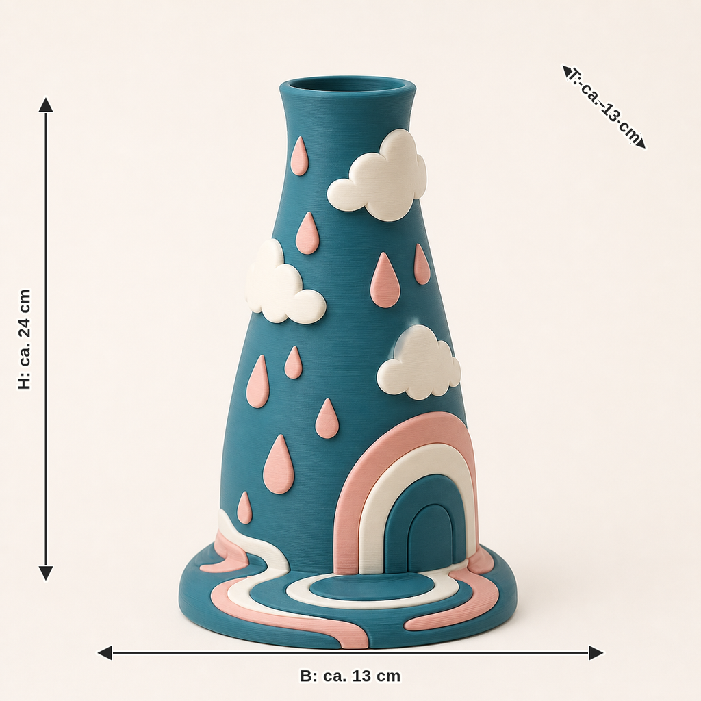 Measurement for spring rain-dried flowers-Vase cloud stalk: width approx. 13 cm, depth approx. 13 cm, height approx. 24 cm