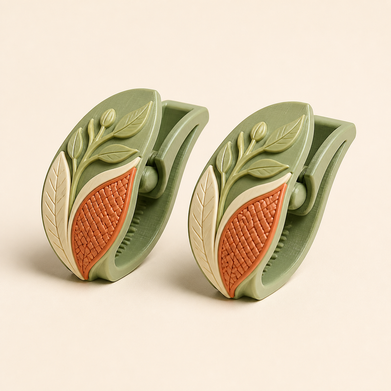 curtain clip leaf pair – Country from PETG on bright studio background