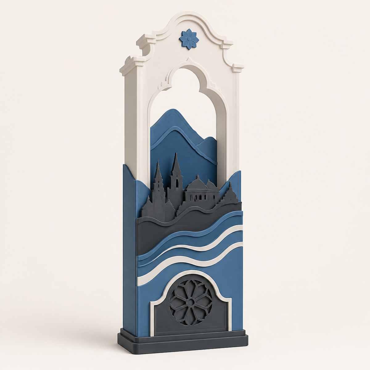 Gartenstele Alpenbogen – Salzburg from PETG on bright studio background
