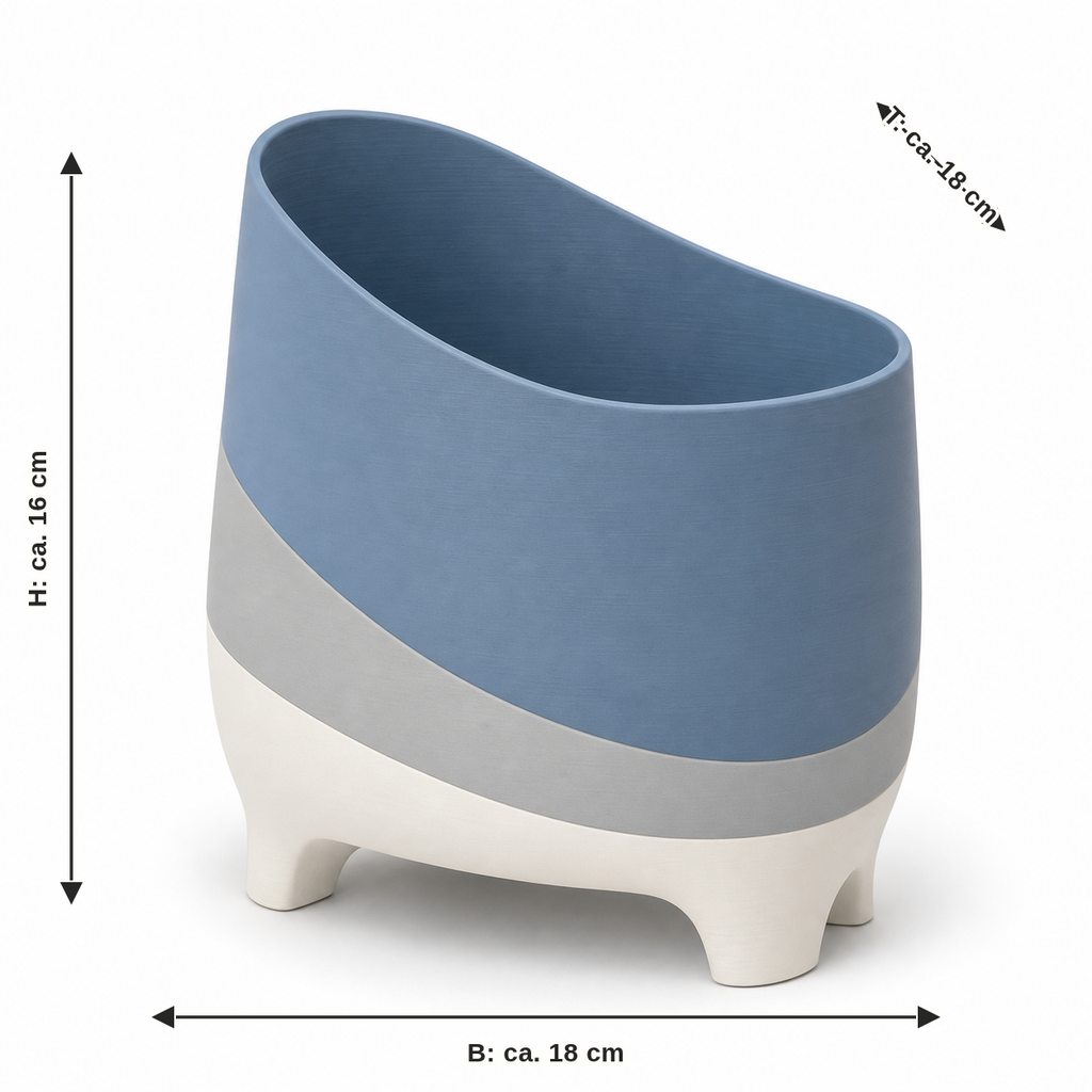 Measurement for suitable plant pot in blue and grey: width approx. 18 cm, depth approx. 18 cm, height approx. 16 cm