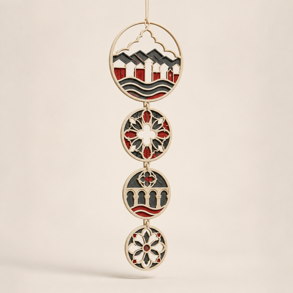 hanging decoration Baroque rosettes – Salzburg from PETG on bright studio background