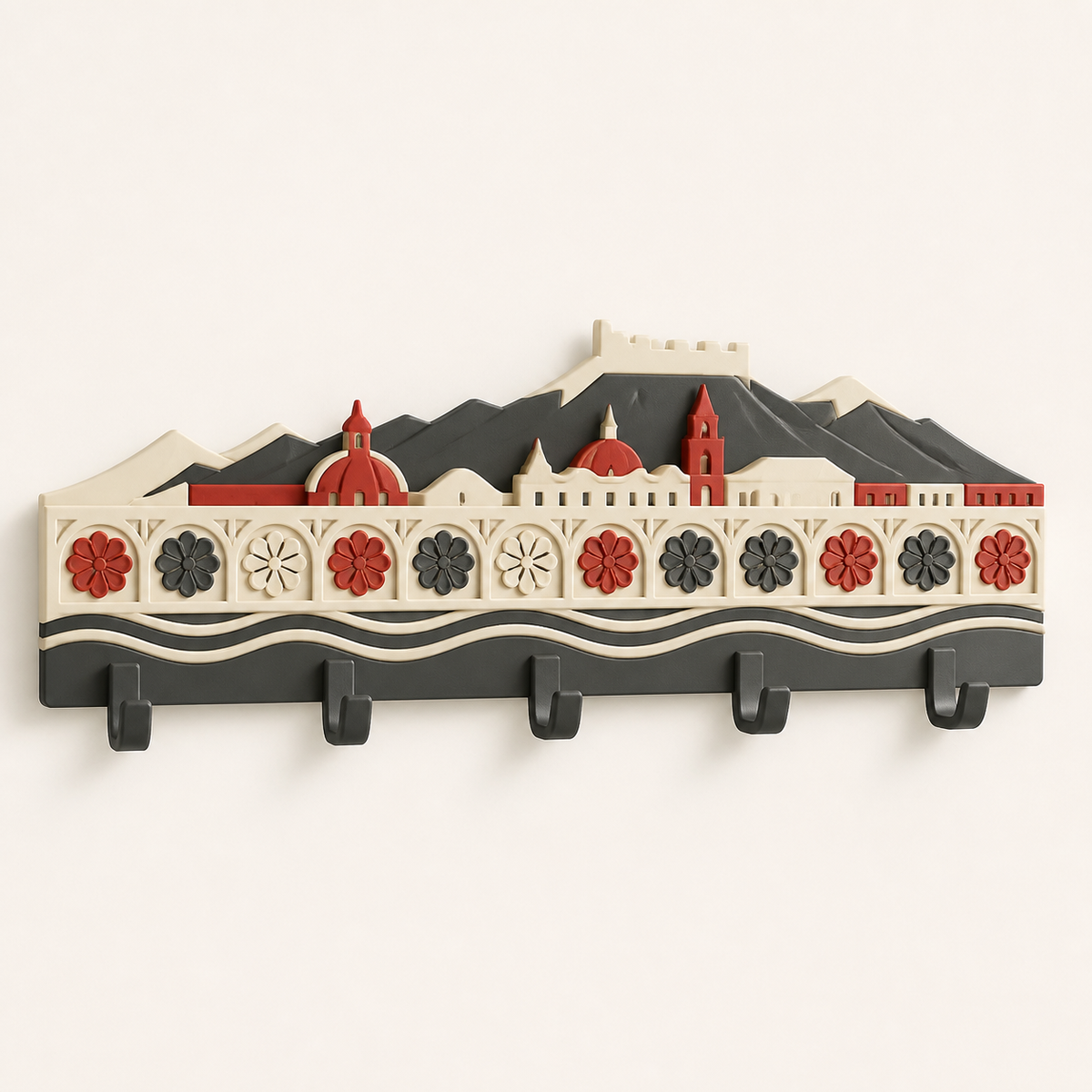 Hook rail Mirabellrosette – Salzburg from PETG on bright studio background