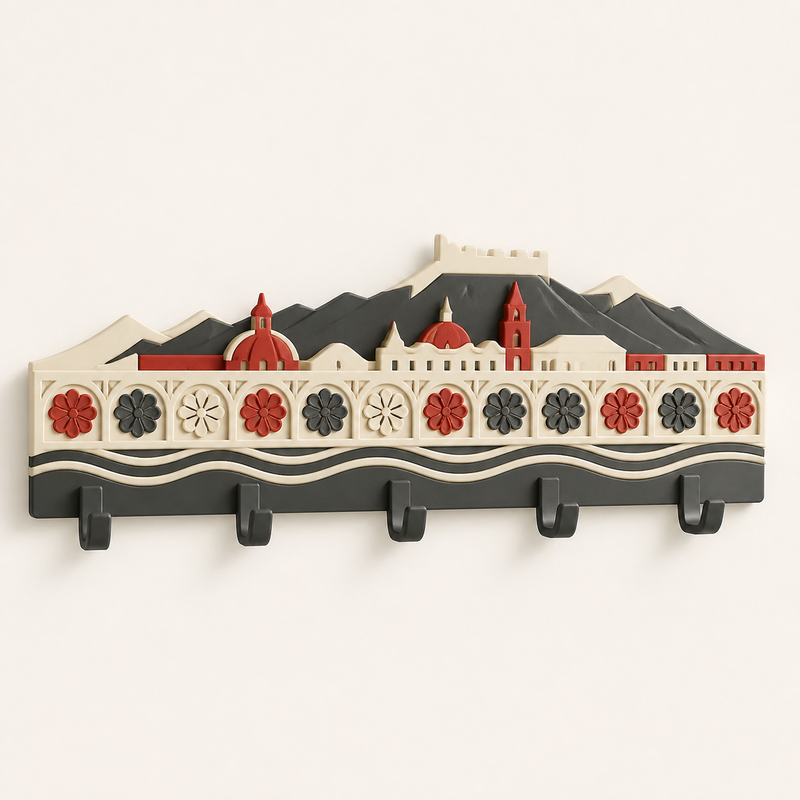 Hook rail Mirabellrosette – Salzburg from PETG on bright studio background