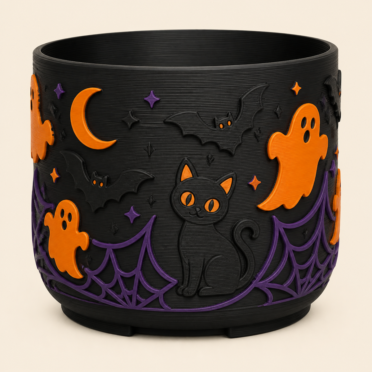 Night pumpkin from 3D printed PETG in black, Pumpkin orange, violet