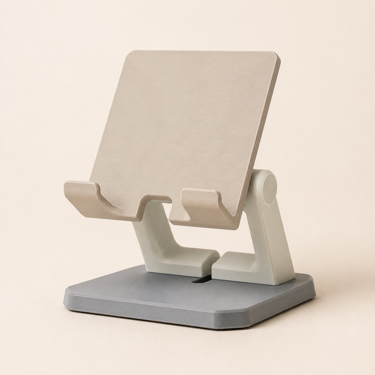 Mobile phone and tablet stand Minimalist 3D printed PETG in Sand, warm white, grey