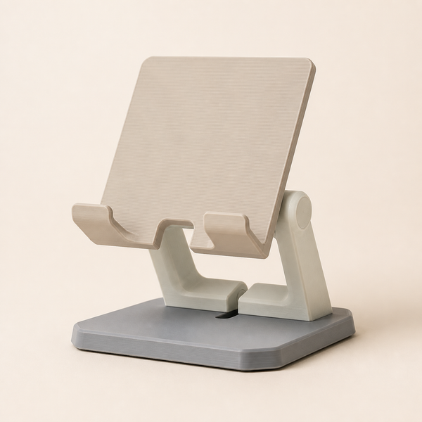 Handy- und Tabletständer Blickwinkel im Stil Minimalistisch aus 3D-gedrucktem PETG in Sand, Warmweiß, Grau