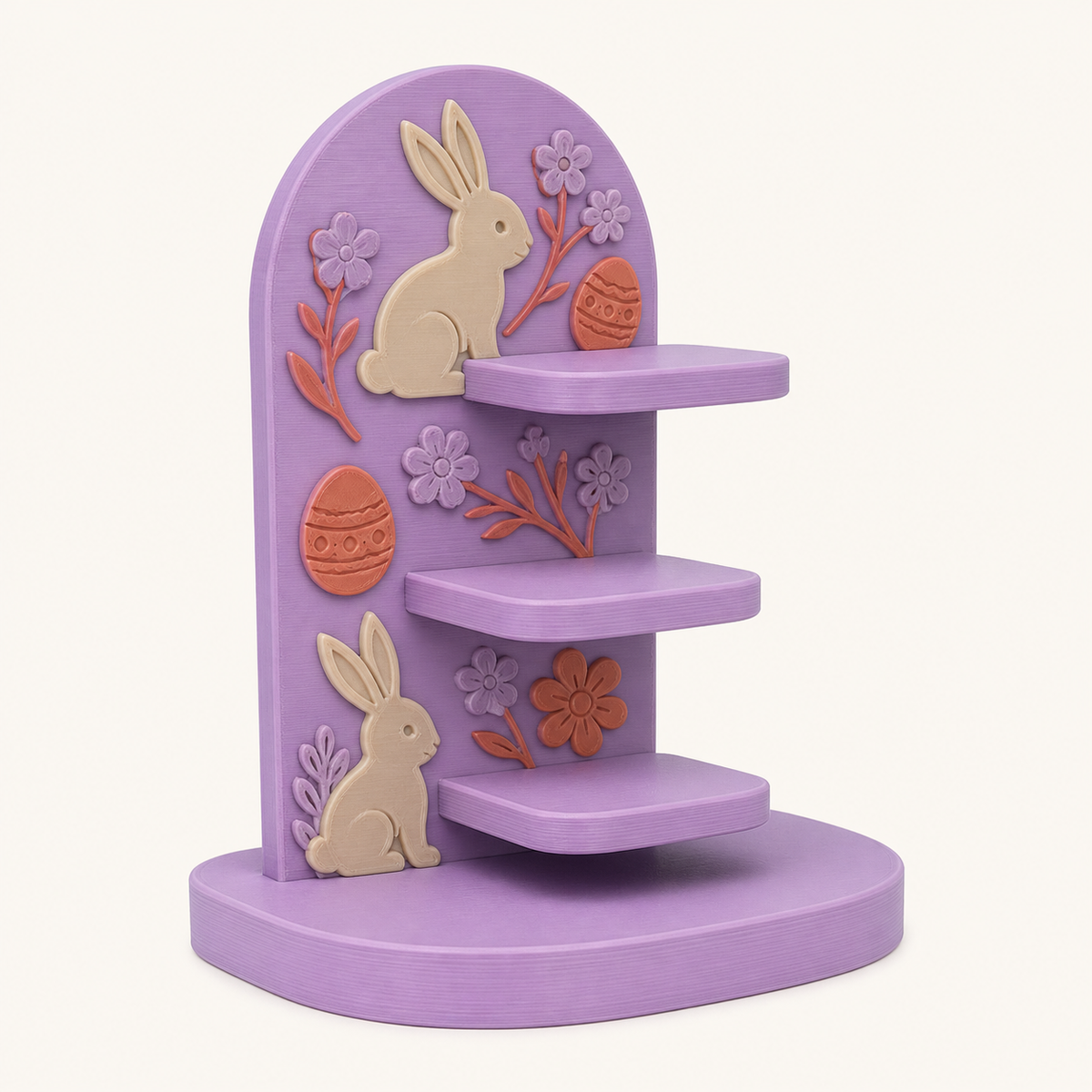 Bunny workshop-ring holder in 3D printed PETG in lilac, terracotta, sand beige