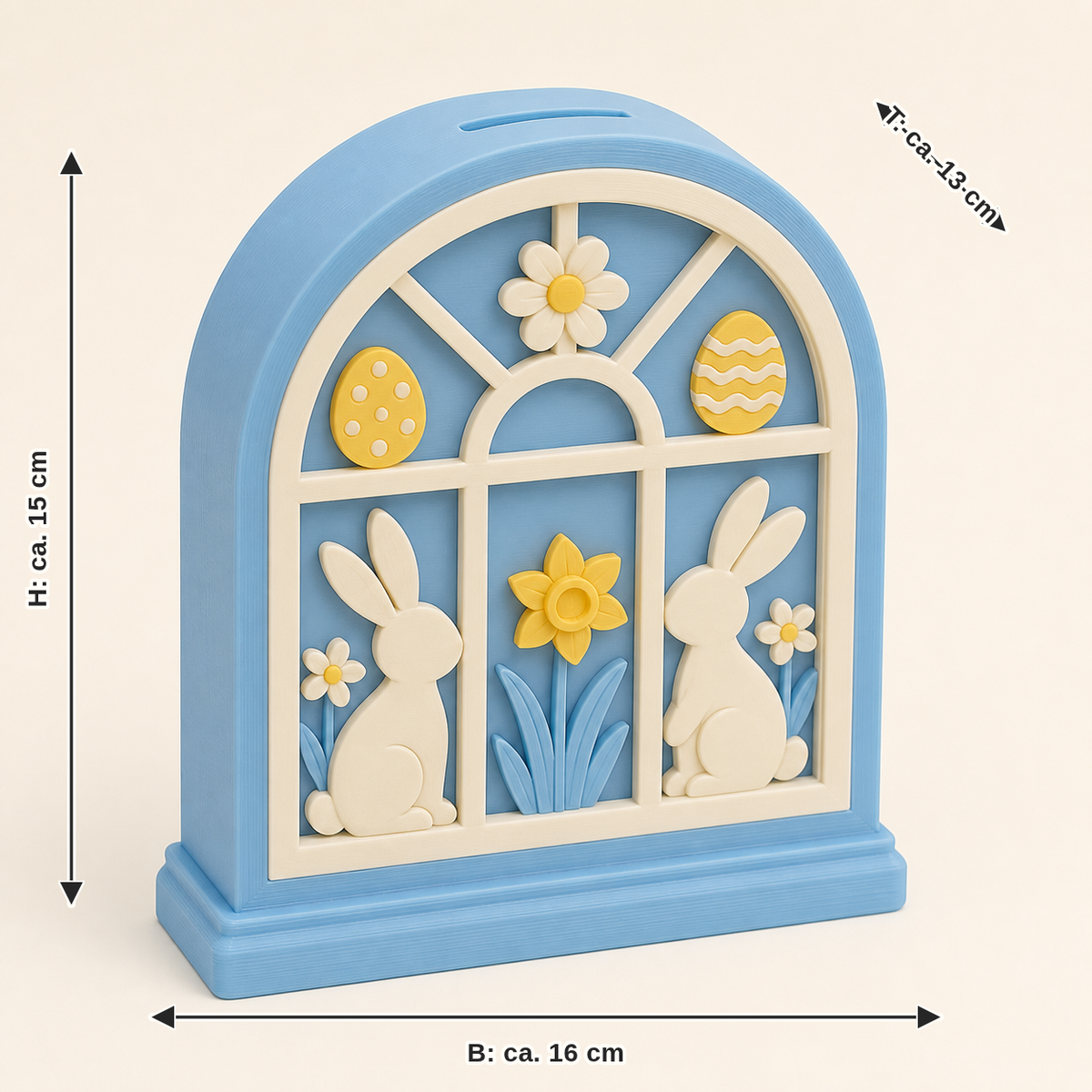 Easter window: width approx. 16 cm, depth approx. 13 cm, height approx. 15 cm