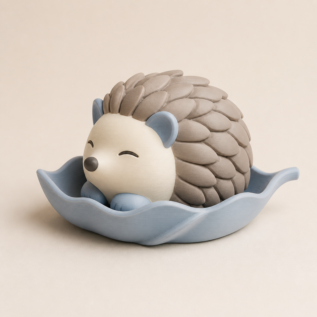 Autumn figure hedgehog sheet bed in style serene from 3D printed PETG in taupe, light blue, cream