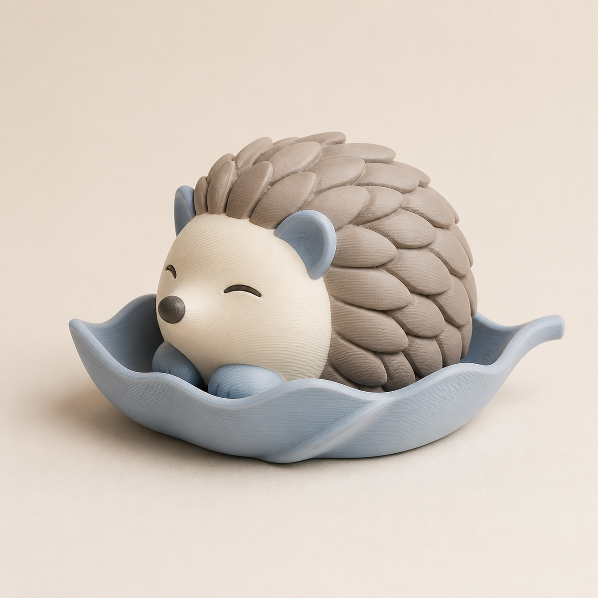 Autumn figure hedgehog sheet bed in style serene from 3D printed PETG in taupe, light blue, cream