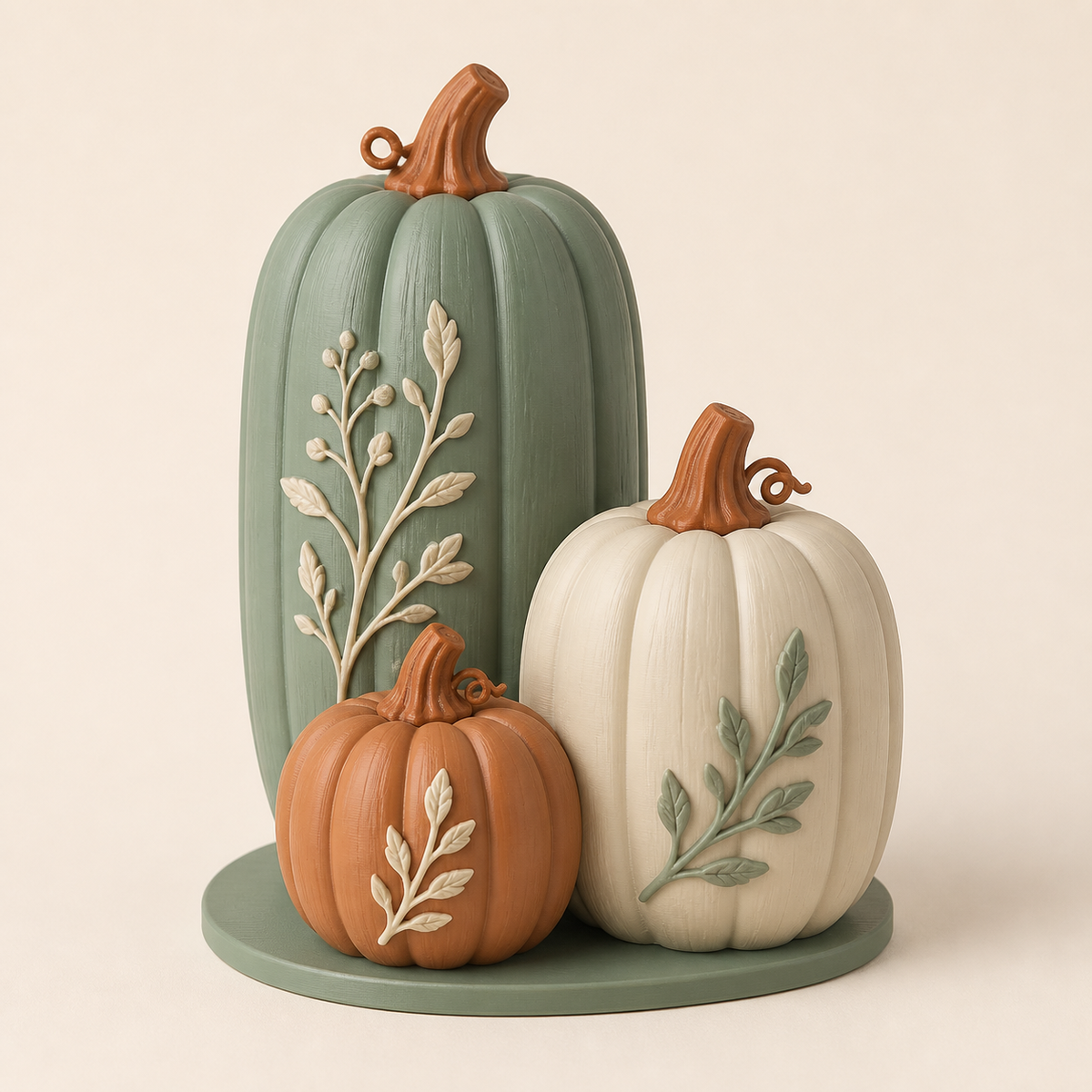 Autumn figure pumpkin tower – country from PETG on bright studio background