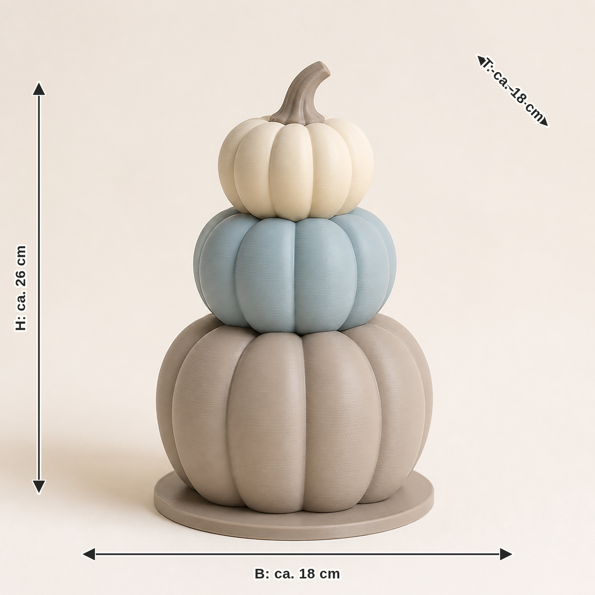 Dimensional image for autumn figure Pumpkin tower – serene: width approx. 18 cm, depth approx. 18 cm, height approx. 26 cm