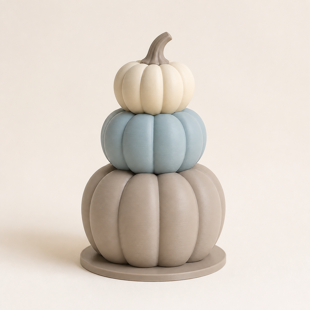Autumn figure pumpkin tower – serene from PETG on bright studio background