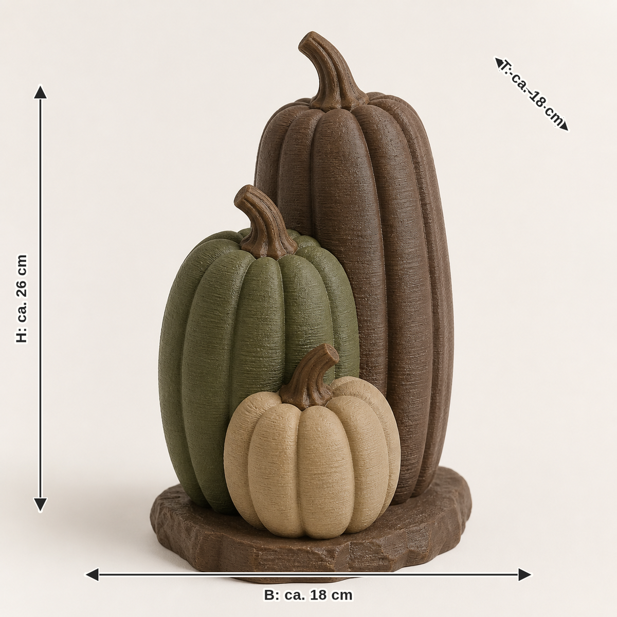 Dimensional image for autumn figure pumpkin tower – rustic: width approx. 18 cm, depth approx. 18 cm, height approx. 26 cm