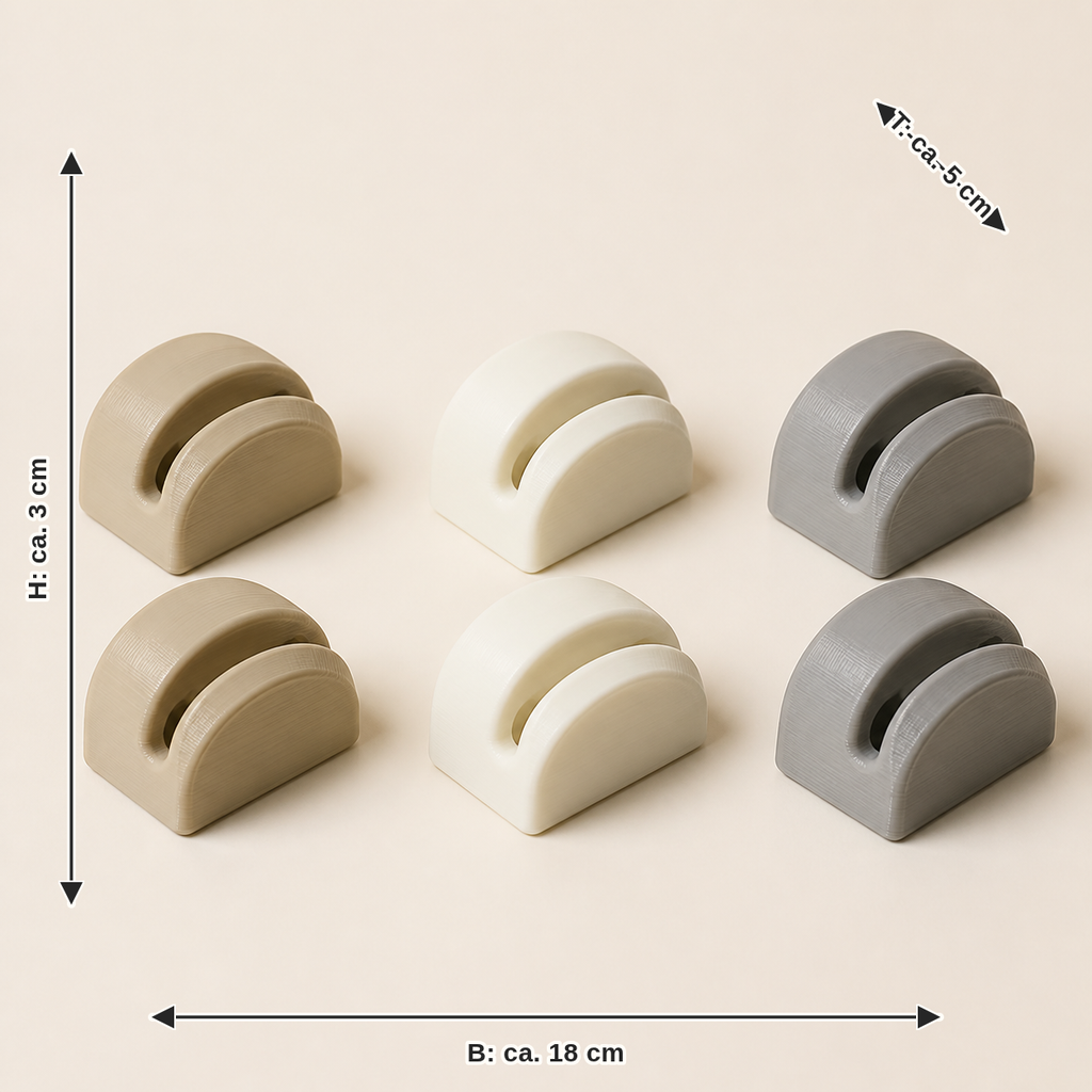 Dimensional image for cable holder bridge path – minimalist: width approx. 18 cm, depth approx. 5 cm, height approx. 3 cm