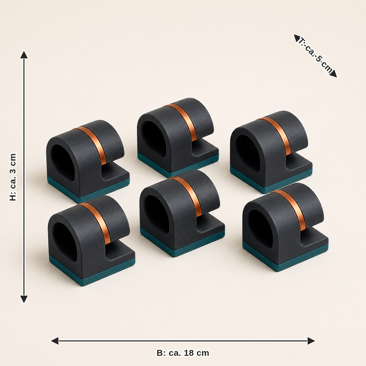 Dimensional image for cable holder bridge path – Modern: width approx. 18 cm, depth approx. 5 cm, height approx. 3 cm