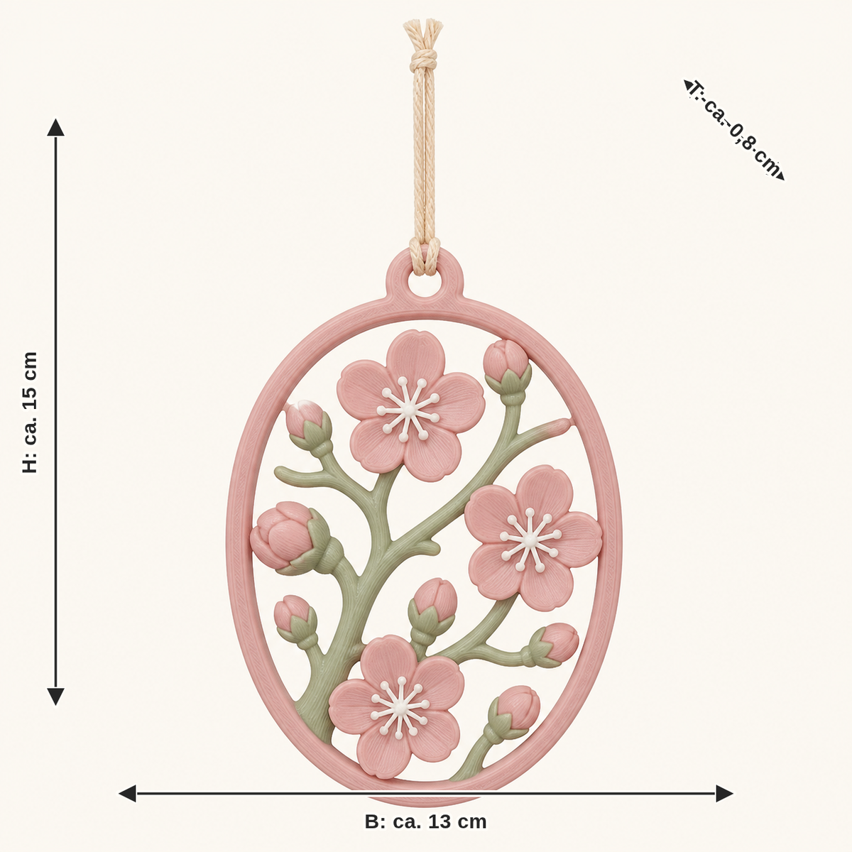 Dimensional picture for cherry blossom-hanging decoration bud branch: width about 13 cm, depth about 0.8 cm, height about 15 cm