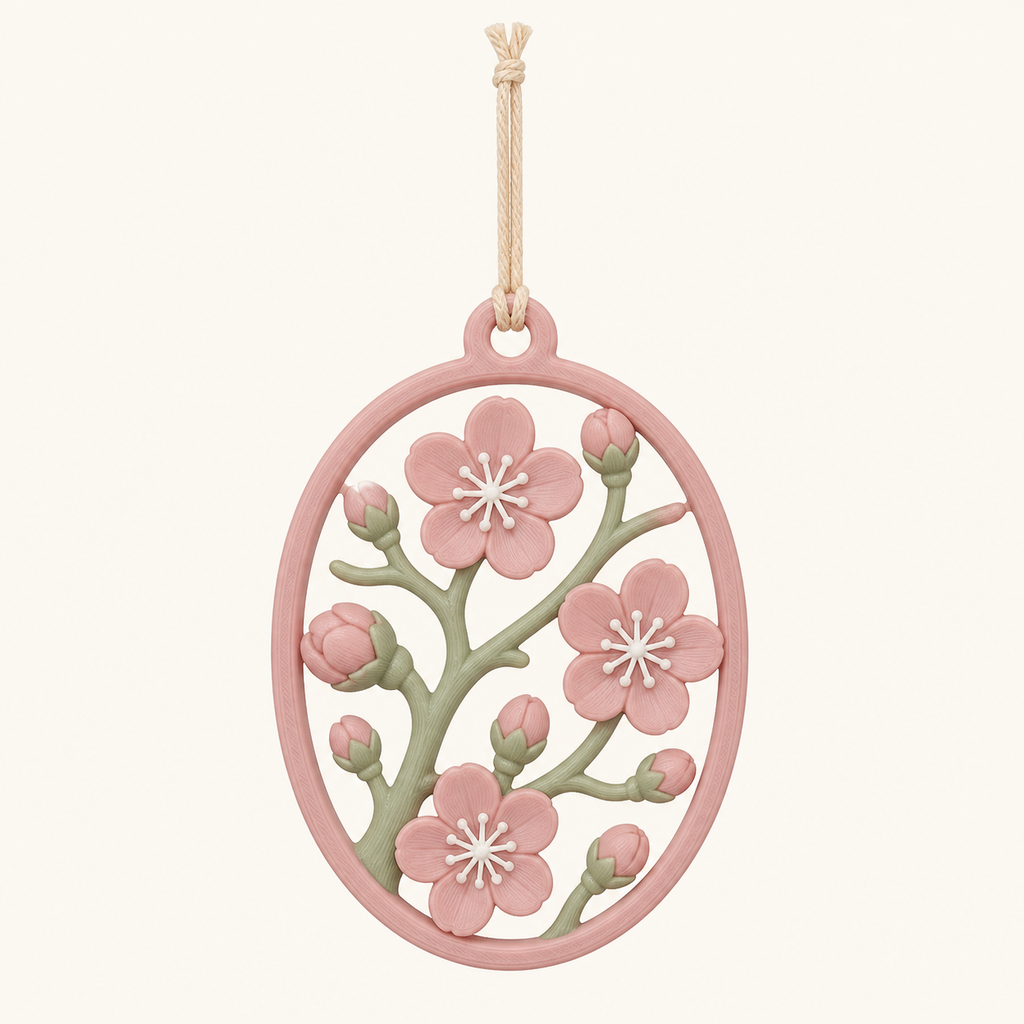 cherry blossom-hanging decoration Button branch from 3D-printed PETG in Altrosa, sage green, warm white