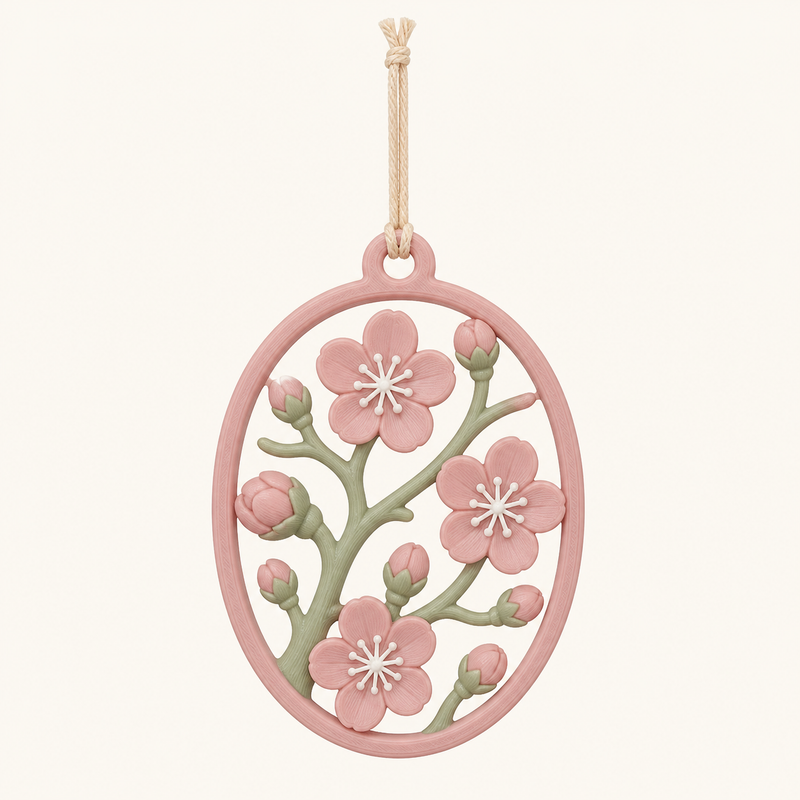 cherry blossom-hanging decoration Button branch from 3D-printed PETG in Altrosa, sage green, warm white