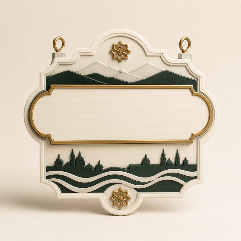 Coordinate sign Alpenheimat – Salzburg from PETG on bright studio background