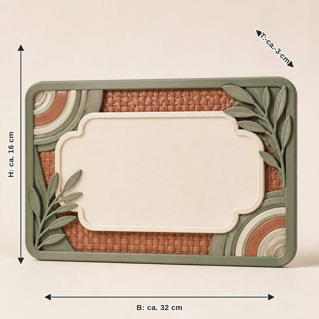 Measurement image for coordinate sign home point – country: width approx. 32 cm, depth approx. 3 cm, height approx. 16 cm