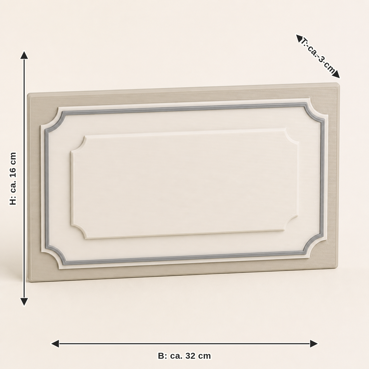 Measurement image for coordinate sign home point – minimalist: width approx. 32 cm, depth approx. 3 cm, height approx. 16 cm