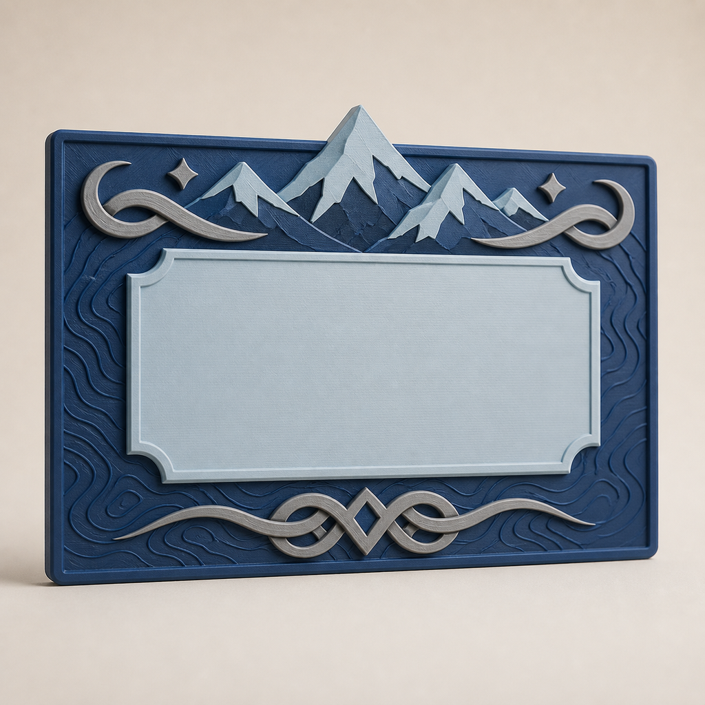 Coordinate sign home point – Nordic & Mythical from PETG on bright studio background
