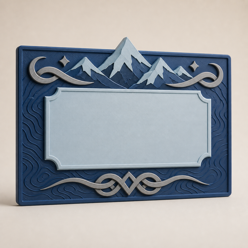 Coordinate sign home point – Nordic & Mythical from PETG on bright studio background