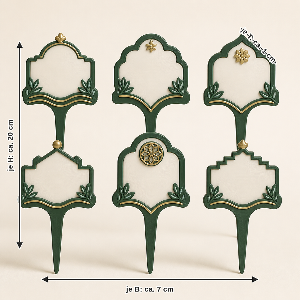 Dimensional image for herb shield set Mirabell – Salzburg: per width about 7 cm, depth about 1 cm, height about 20 cm