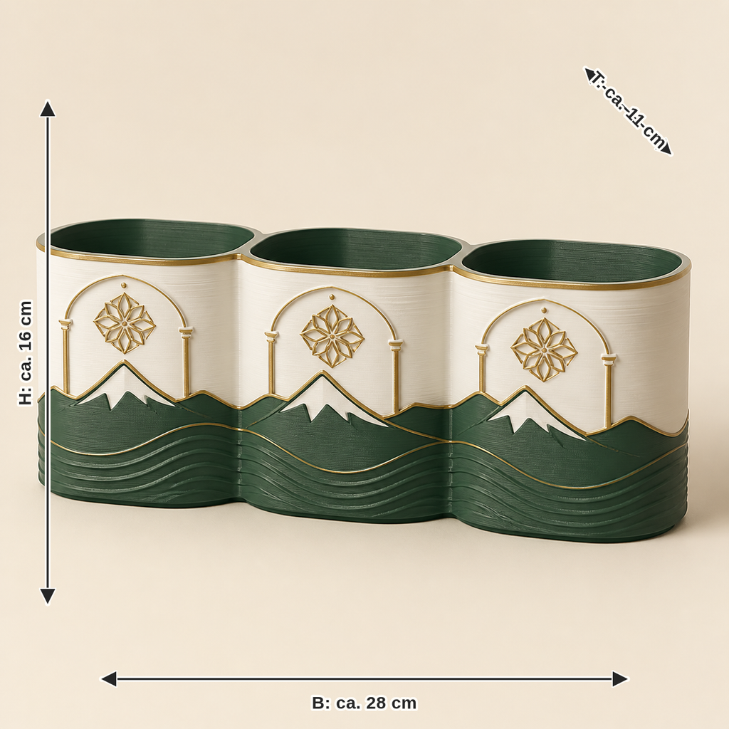 Dimensional image for herbal pot Alpine comb – Salzburg: width about 28 cm, depth about 11 cm, height about 16 cm
