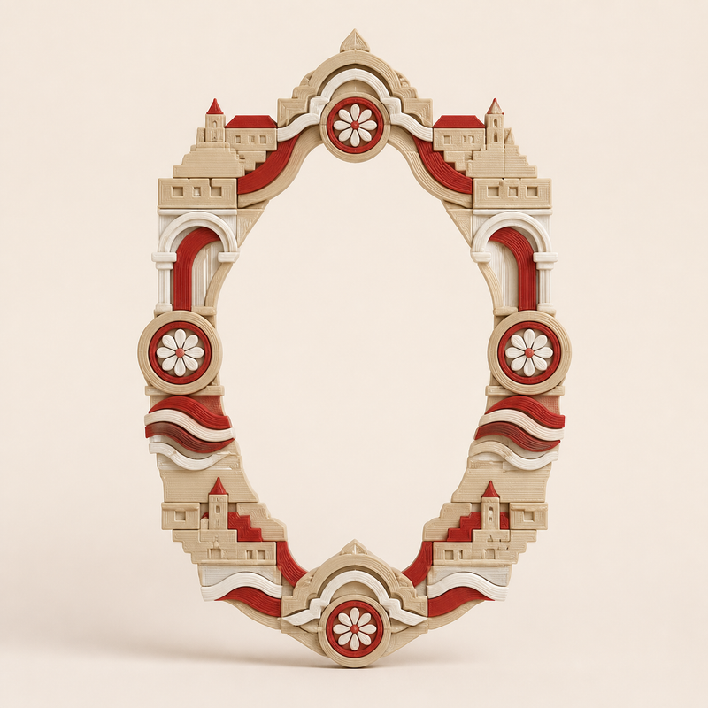 wreath Festungsbogen – Salzburg from PETG on bright studio background