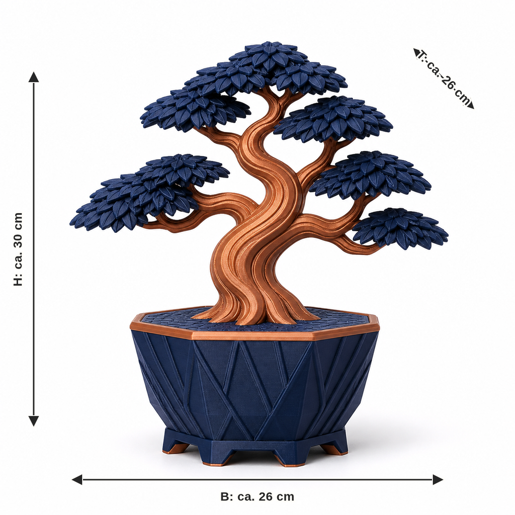 Dimensional image for Kunstbonsai Nachtkupferr: width approx. 26 cm, depth approx. 26 cm, height approx. 30 cm