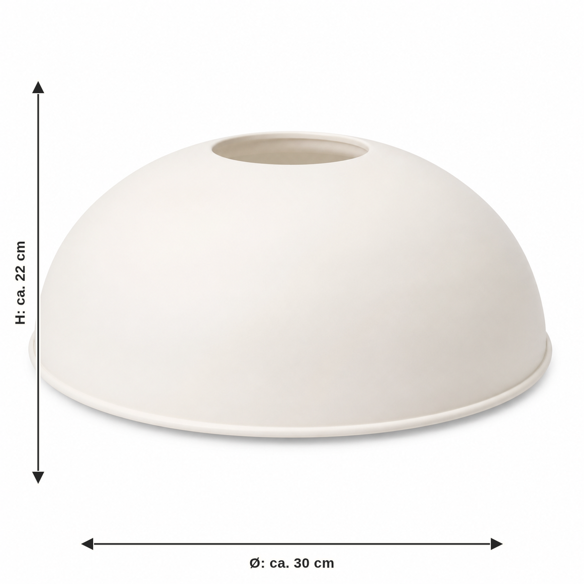 Dimensional image for dome lampshade in warm white: diameter approx. 30 cm, height approx. 22 cm