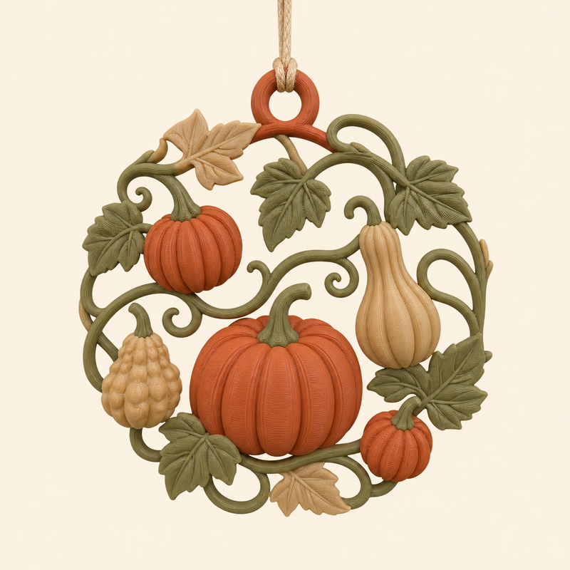 Pumpkin window ornament Rankenlicht aus 3D-printed PETG in terracotta, olive green, sand beige