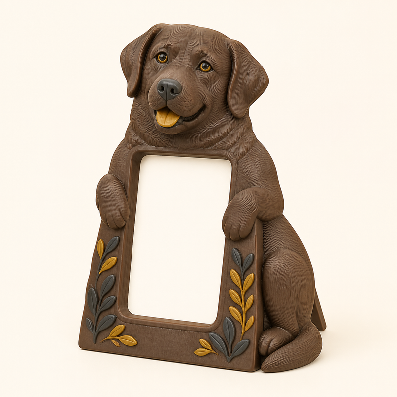 Labrador Retriever-Bilderrahmen Portrait-Rahmen aus 3D-gedrucktem PETG in Kastanienbraun, Anthrazit, Ockergelb