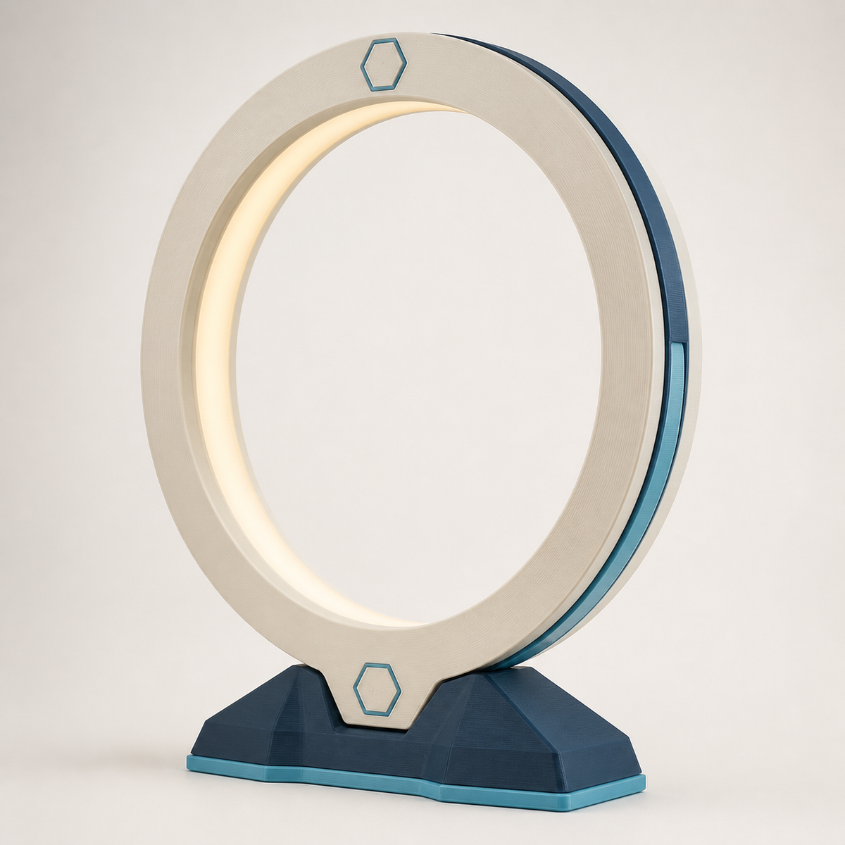 LED ambient light ring – Futuristic from PETG on bright studio background