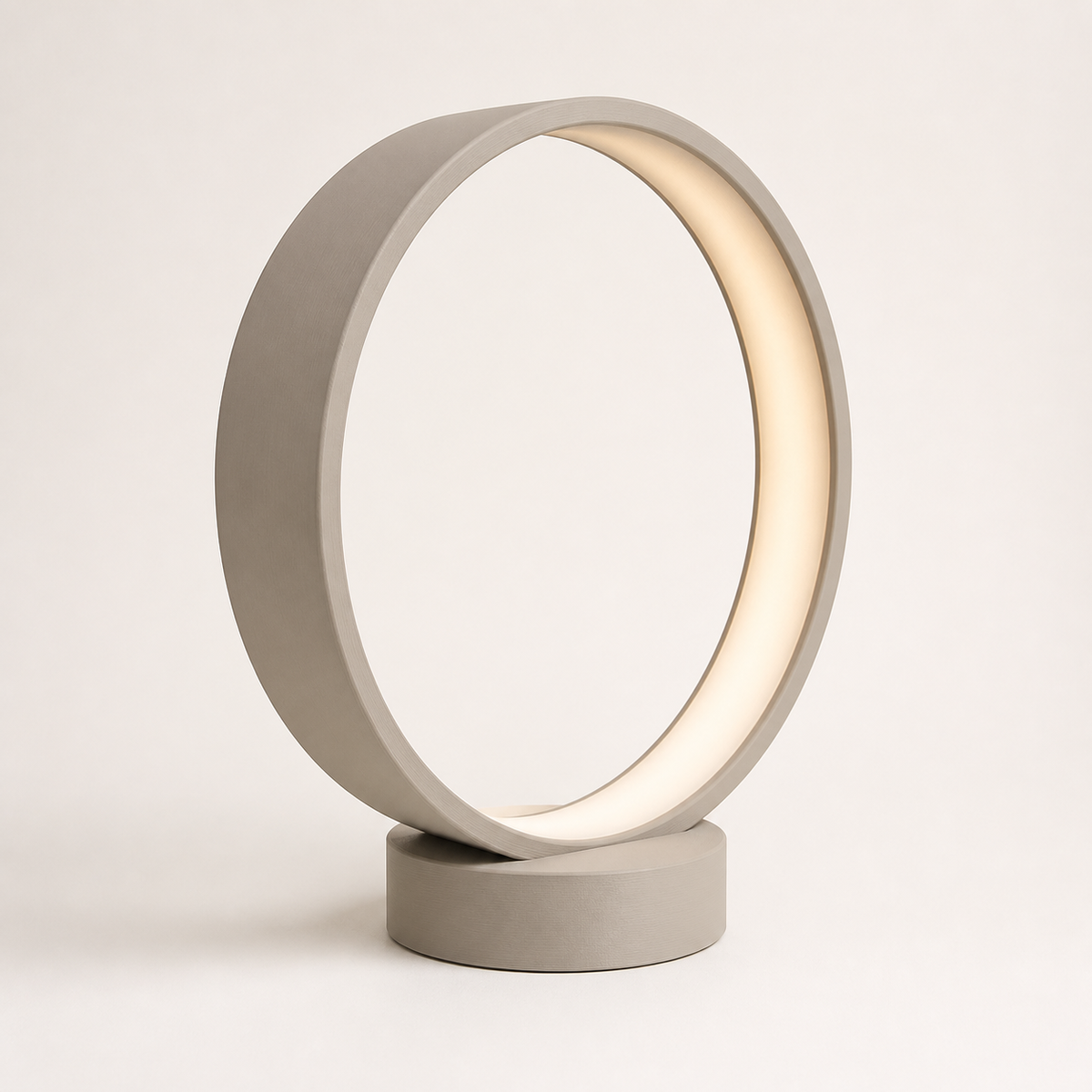 LED ambient light ring – minimalist made of PETG on bright studio background