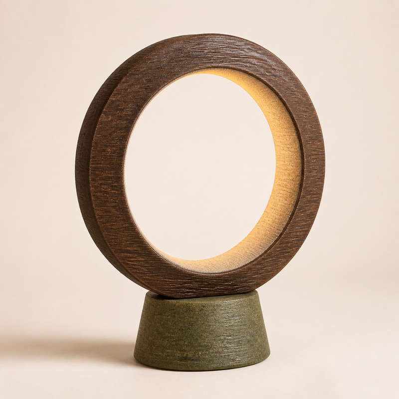 LED ambient light ring – rustic from PETG on bright studio background