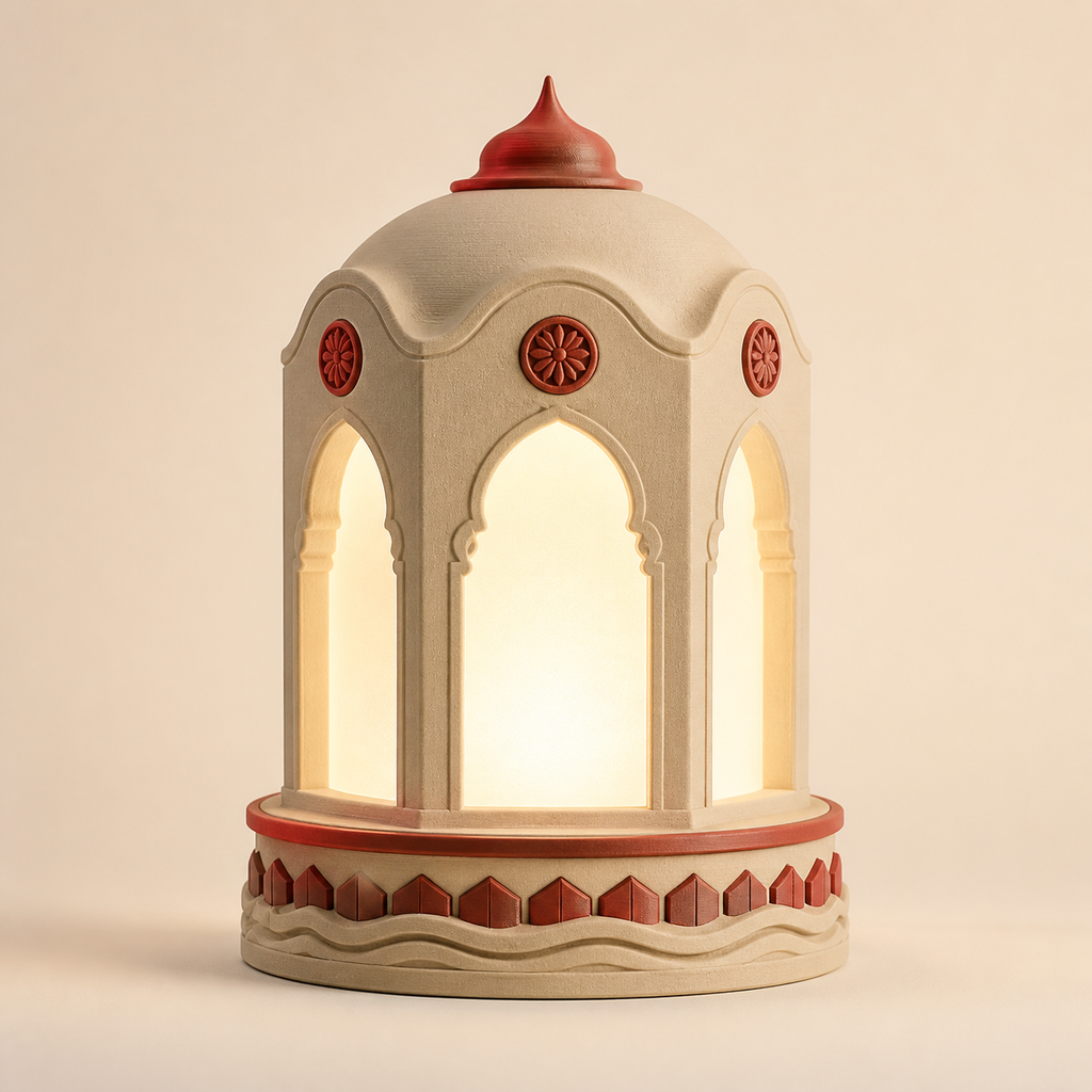 LED light Old Town window – Salzburg from PETG on bright studio background