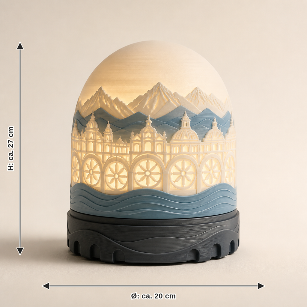 Measurement for LED table lamp Baroque dome – Salzburg: diameter approx. 20 cm, height approx. 27 cm